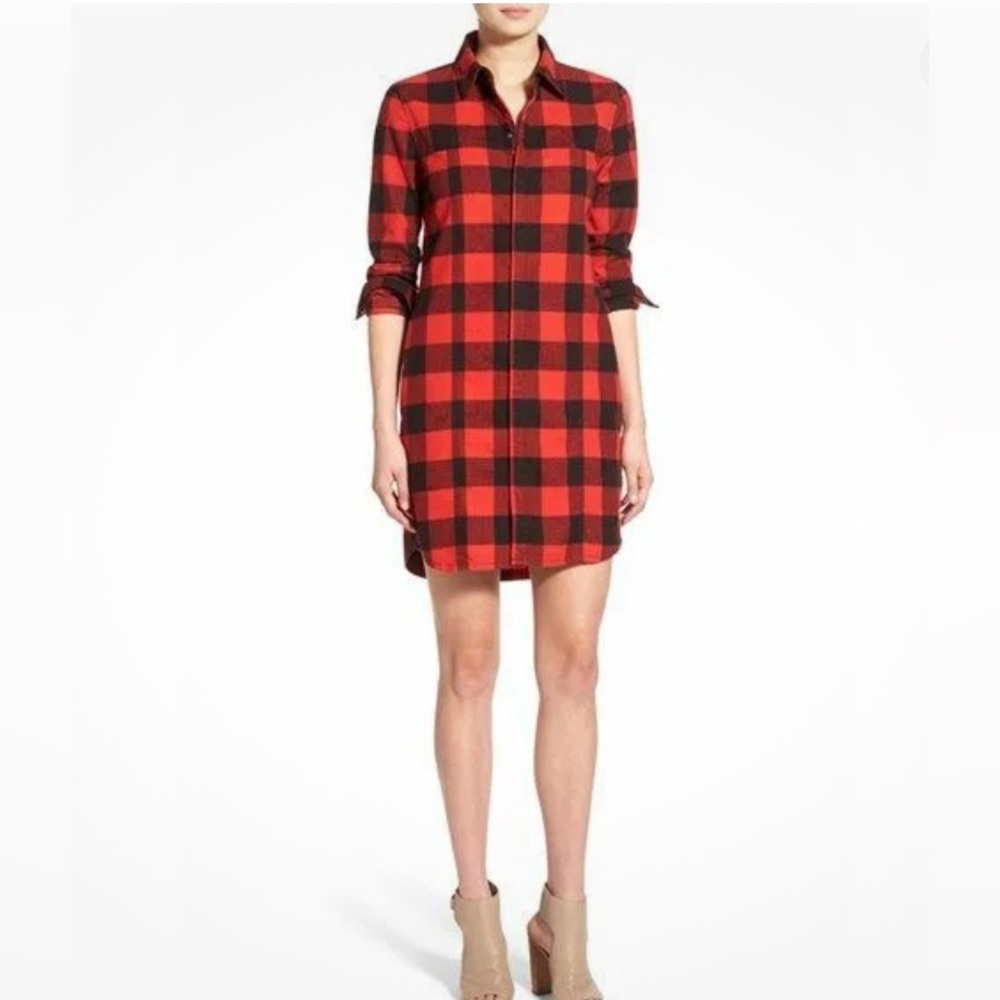 VGUC Hudson long sleeve cotton flannel Tricia Utility Shirtdress Tundra Plaid.